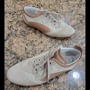 TOD'S Beige Suede Brown Leather Womens Athletic Lace Up Comfort Shoes 6 S8732